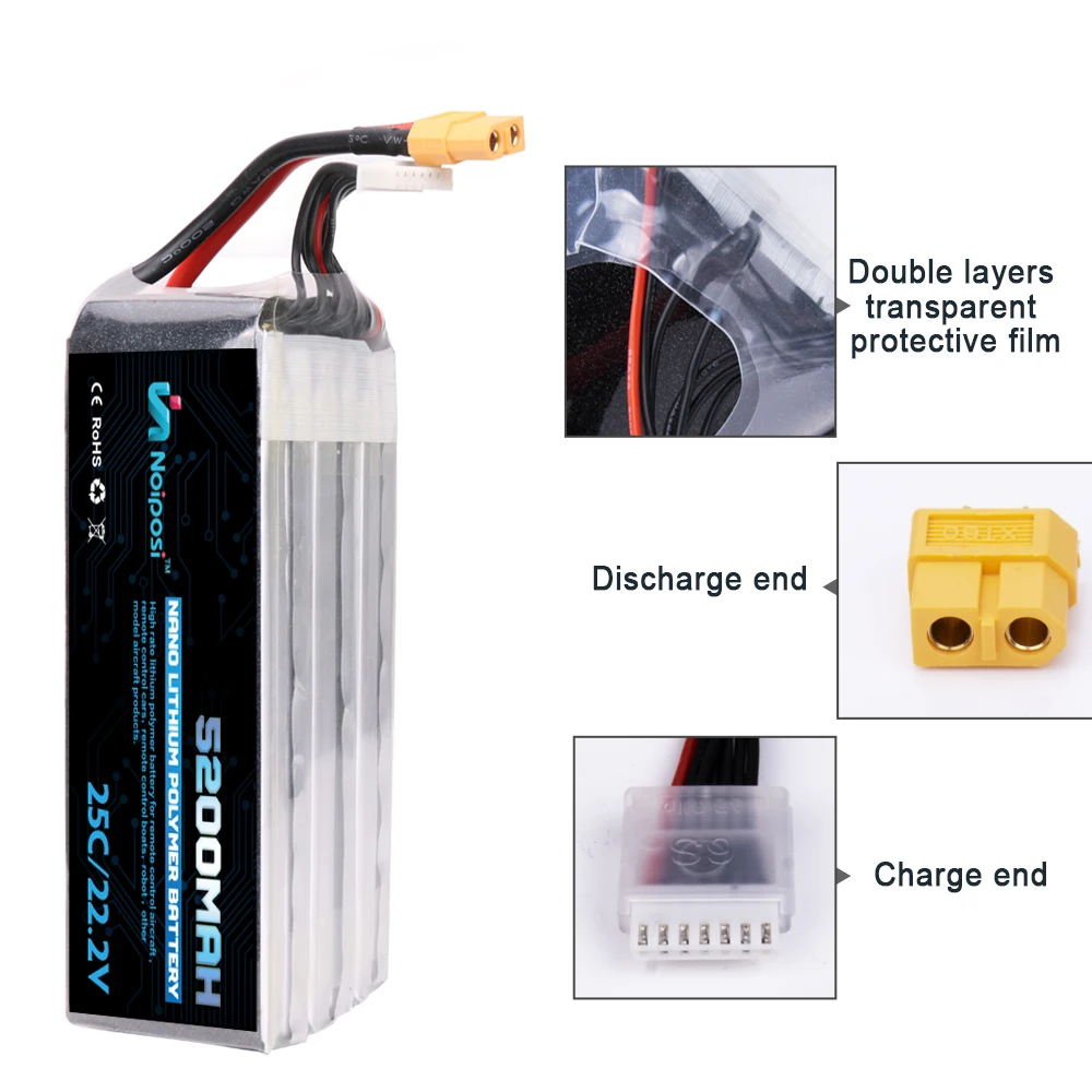 25C 35C 45C 60C Lipo Battery 6s 22.2v 5200mah,High Discharge Rate Lipo