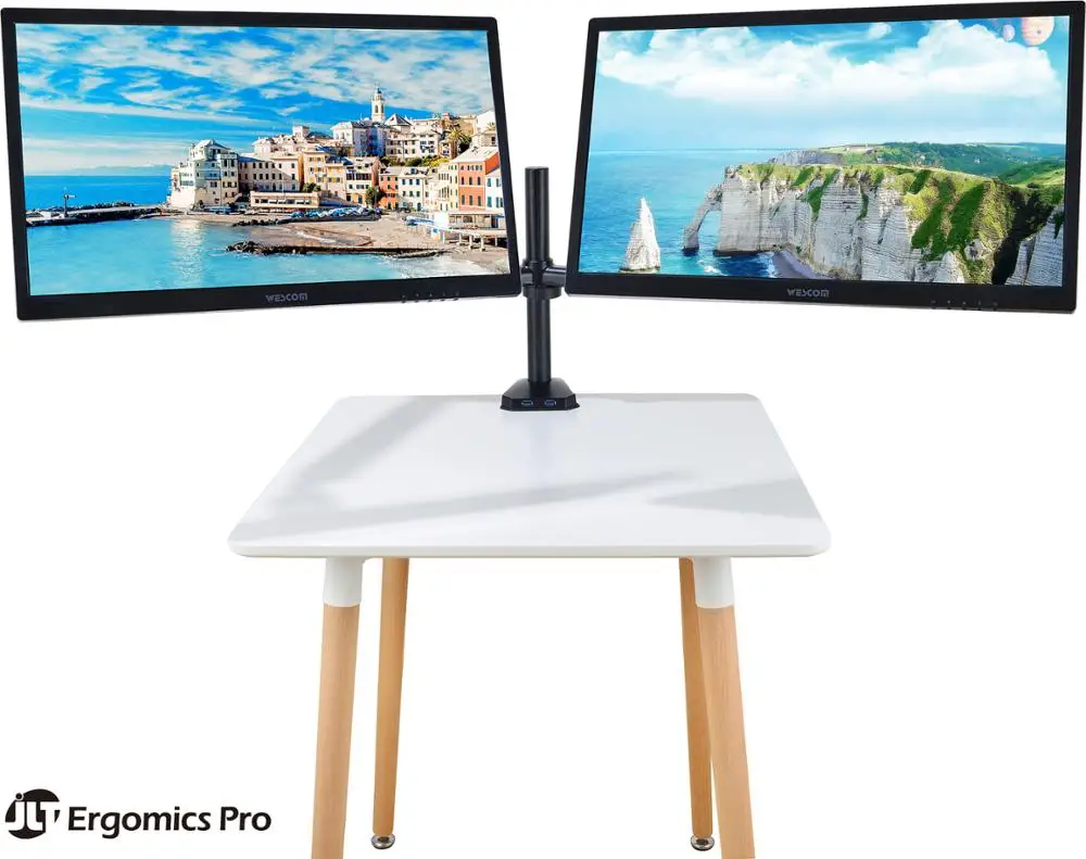 Двойное настольное крепление для ЖК-монитора с зажимом и втулкой, подходит для двух экранов до 27 дюймов