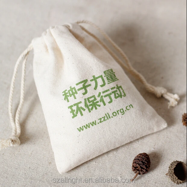 muslin cotton fabric gift bag for gloves drawstring pouch wholesale