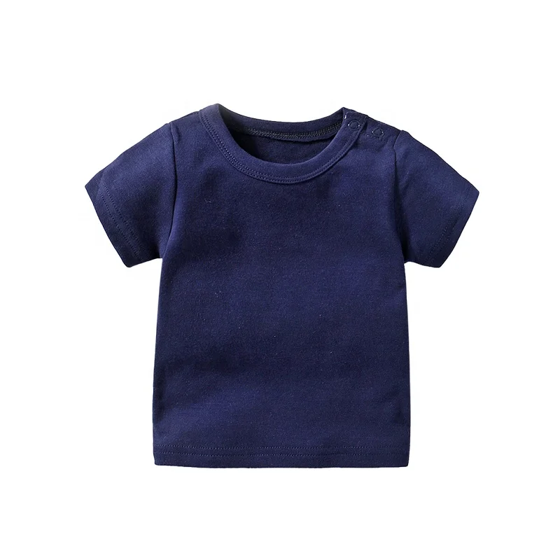 
Factory custom summer shoulder snaps short sleeve 100% cotton t-shirt for baby 
