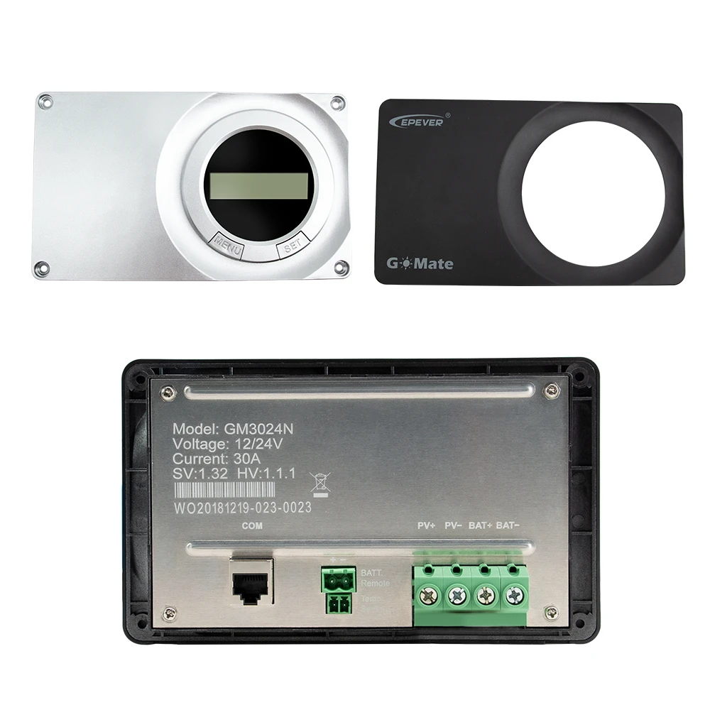 Epever GM3024N GoMate Series Flush Mount PWM Solar Charger Controller 30A 12V/24V Solar Regulator Negative-ground RS485 Connect