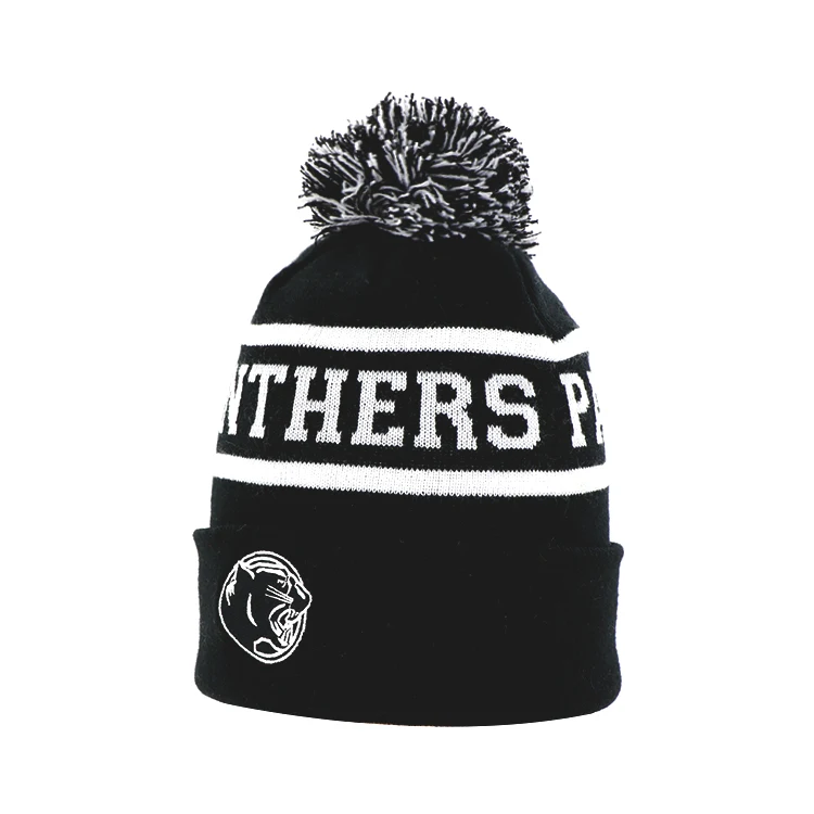 Embroidery Logo Classic Black Fashion Warm Custom Color Knitted Ski Beanies Cap Hat