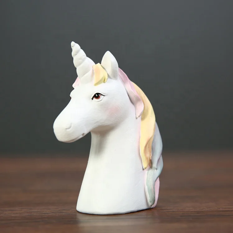 Custom promo eco Christmas gift horse unicorn head resin figurine for kids