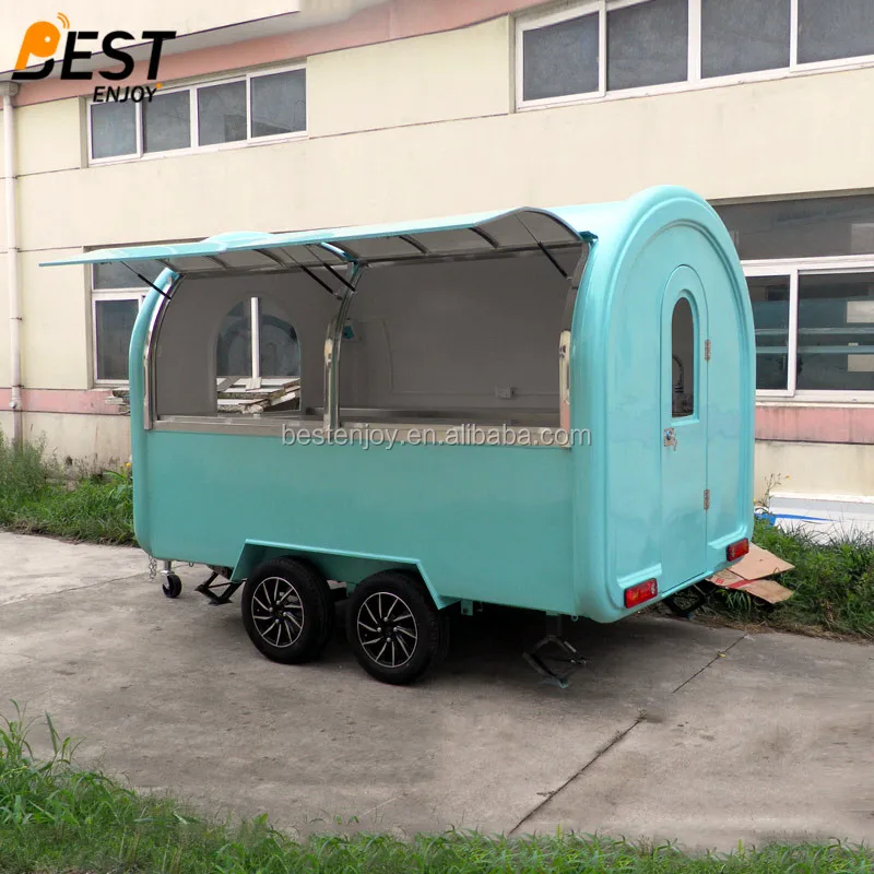 3m long round 2 axles 4 wheels factory export mobile food cart truck trailer for sale