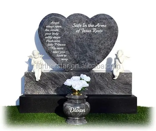 Black tombstones,double heart shaped headstone tombstone