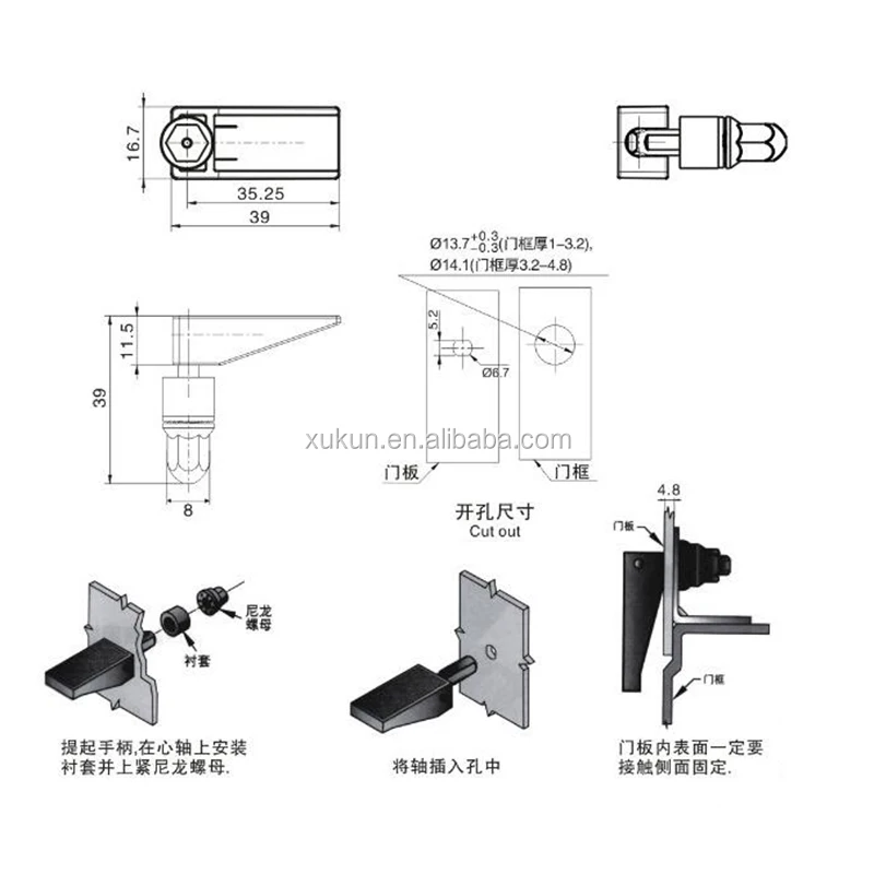 Quick Access Fasteners Swell Action Latches 19-54-01Round lock Same Southco
