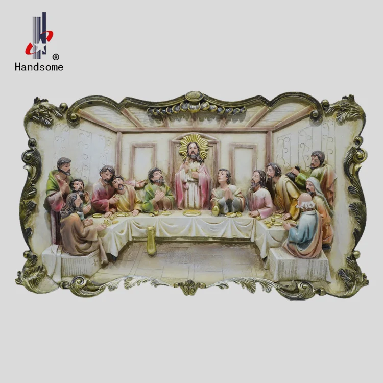 Wholesale Hand-Made Resin Craft 3D Last Supper Sculpture Home Office Desktop Wall Hanging Decorative Ornament