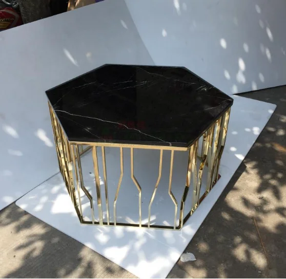 Luxury Round gold metal base marble table top center living room coffee table