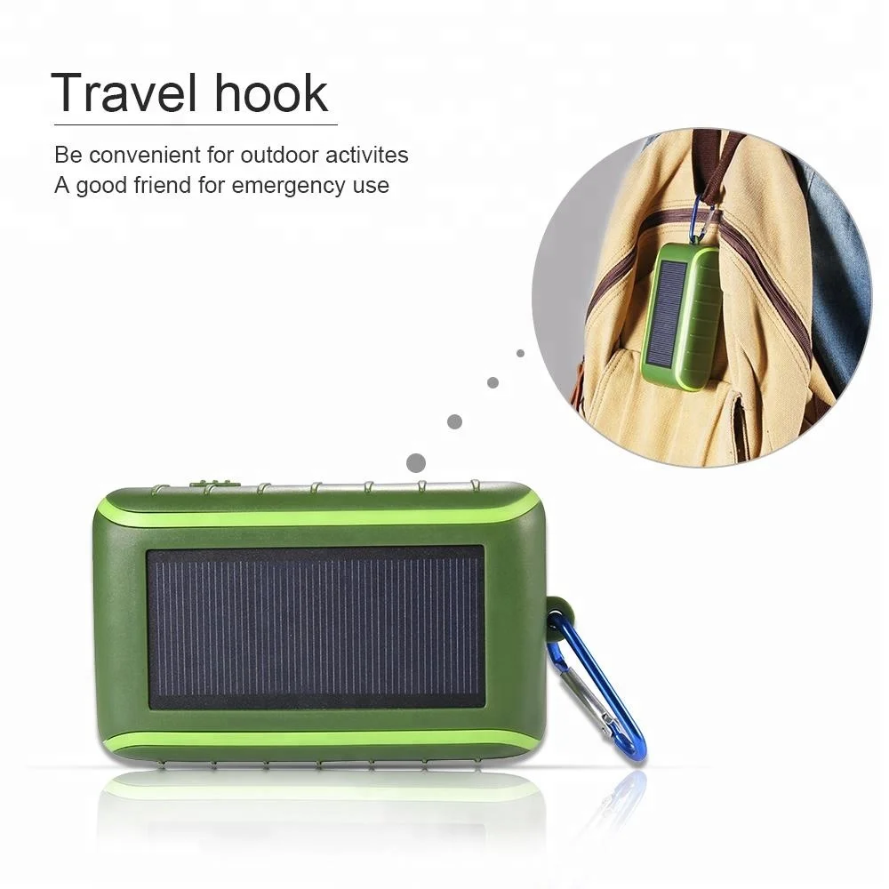 10000mah Hand Crank Dynamo Mobile Charger LED Flashlight Portable Solar Panel Power Bank