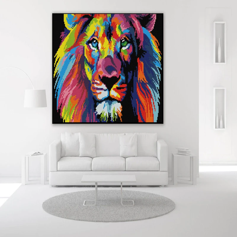 NKF Coloured lion counted cross stitch kits cross stitch supplies wholesale price