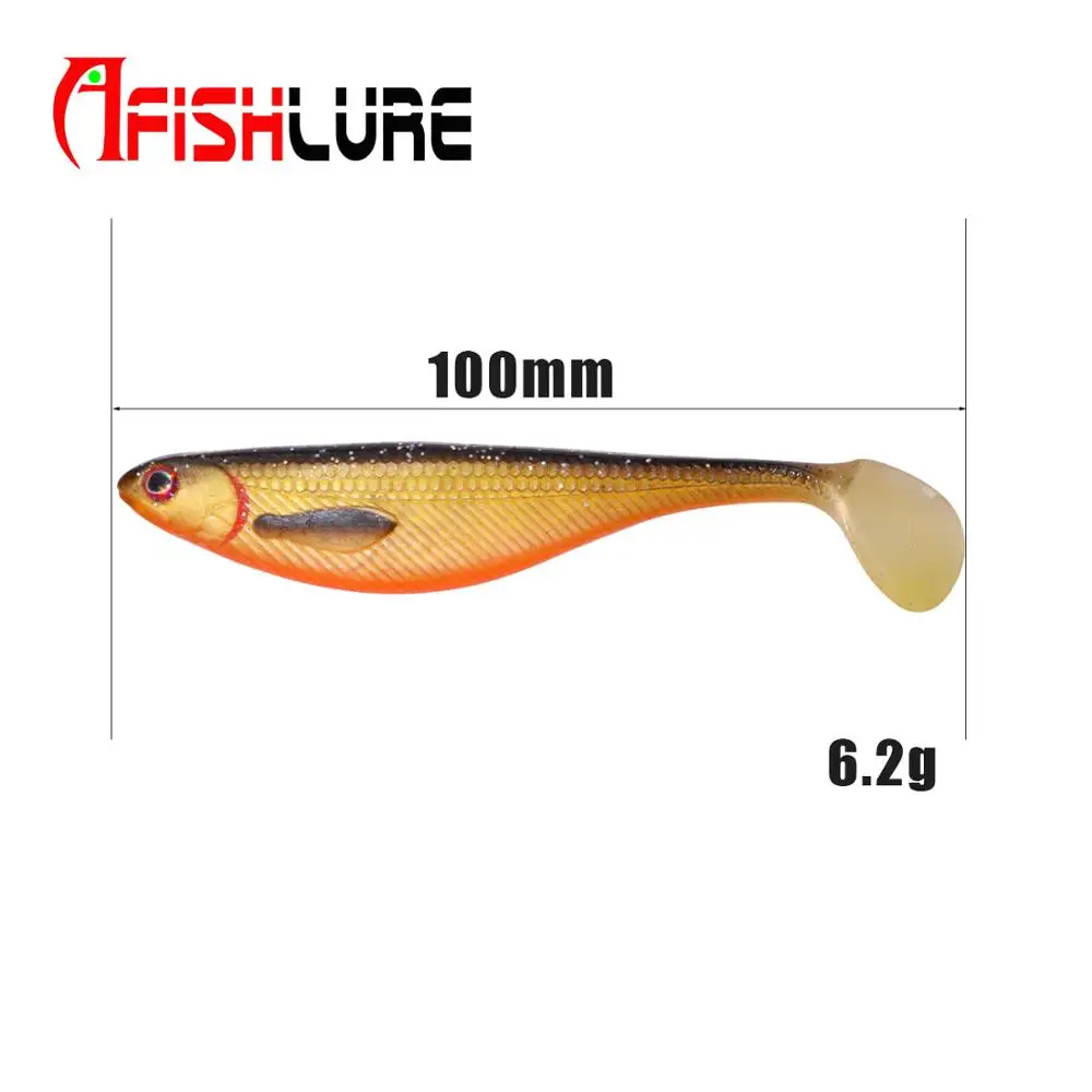 Custom colors soft fishing lure 100mm 6g 3pcs a bag soft baits Painting Paddle Tail Soft Fish