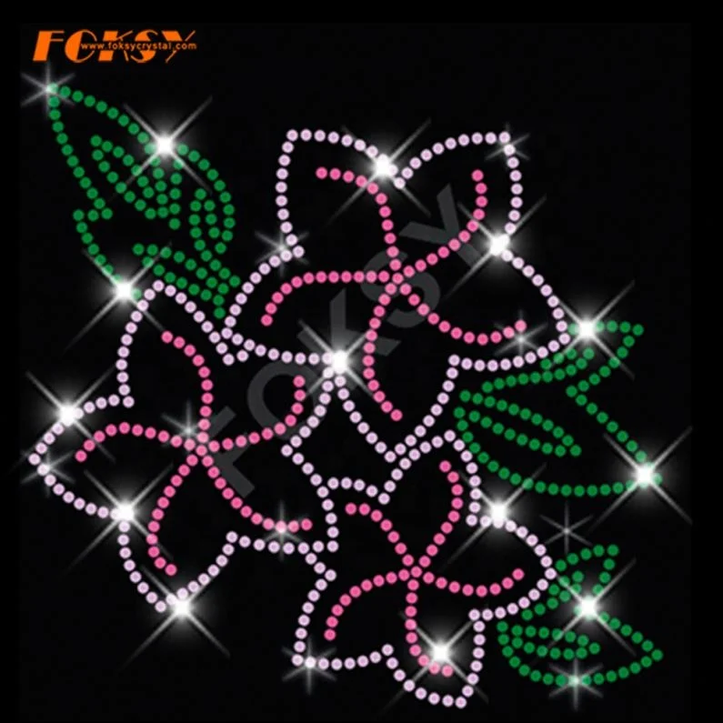 Rhinestone Iron Ons Flower Patches For Clothing -FOKSY