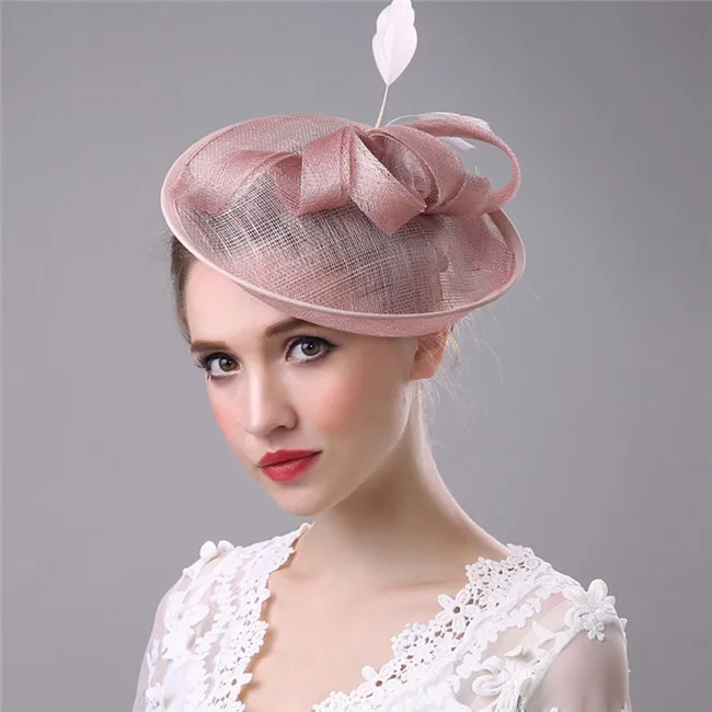 S4602 new 2019 summer autumn women feather sinamay cambric hats party wedding church bridal headwear fascinator hats for ladies
