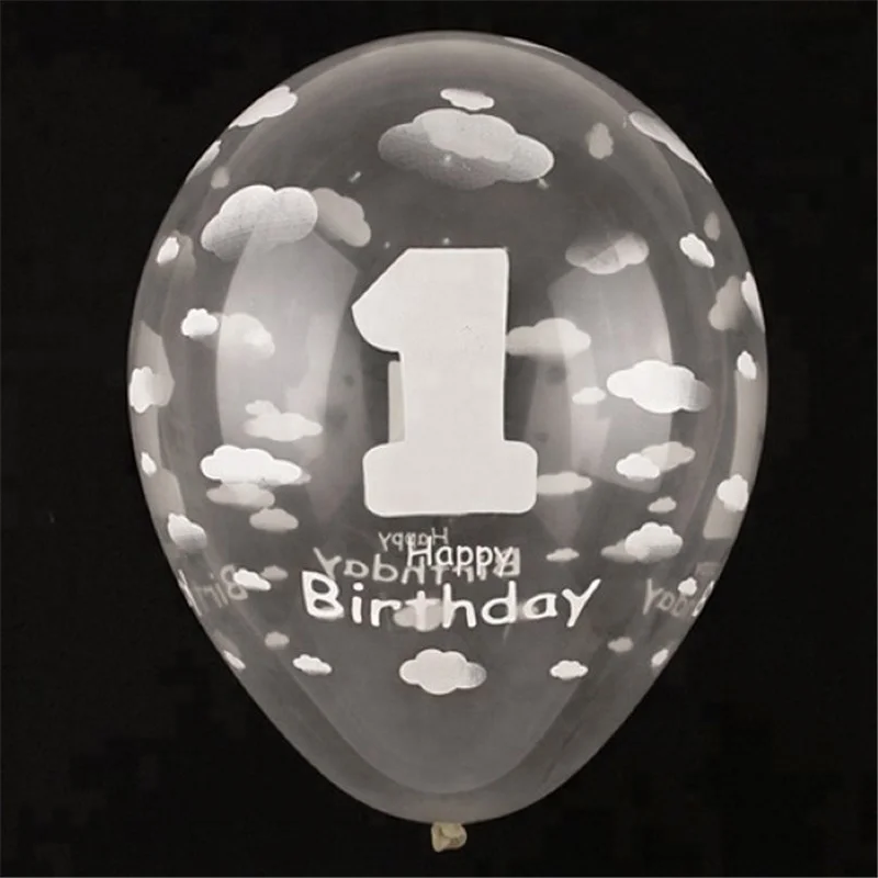Custom Made Round 12 Inch Helium Printed Ballon Pink Happy Birthday Number Printing Latex Clear Transparent Balloons