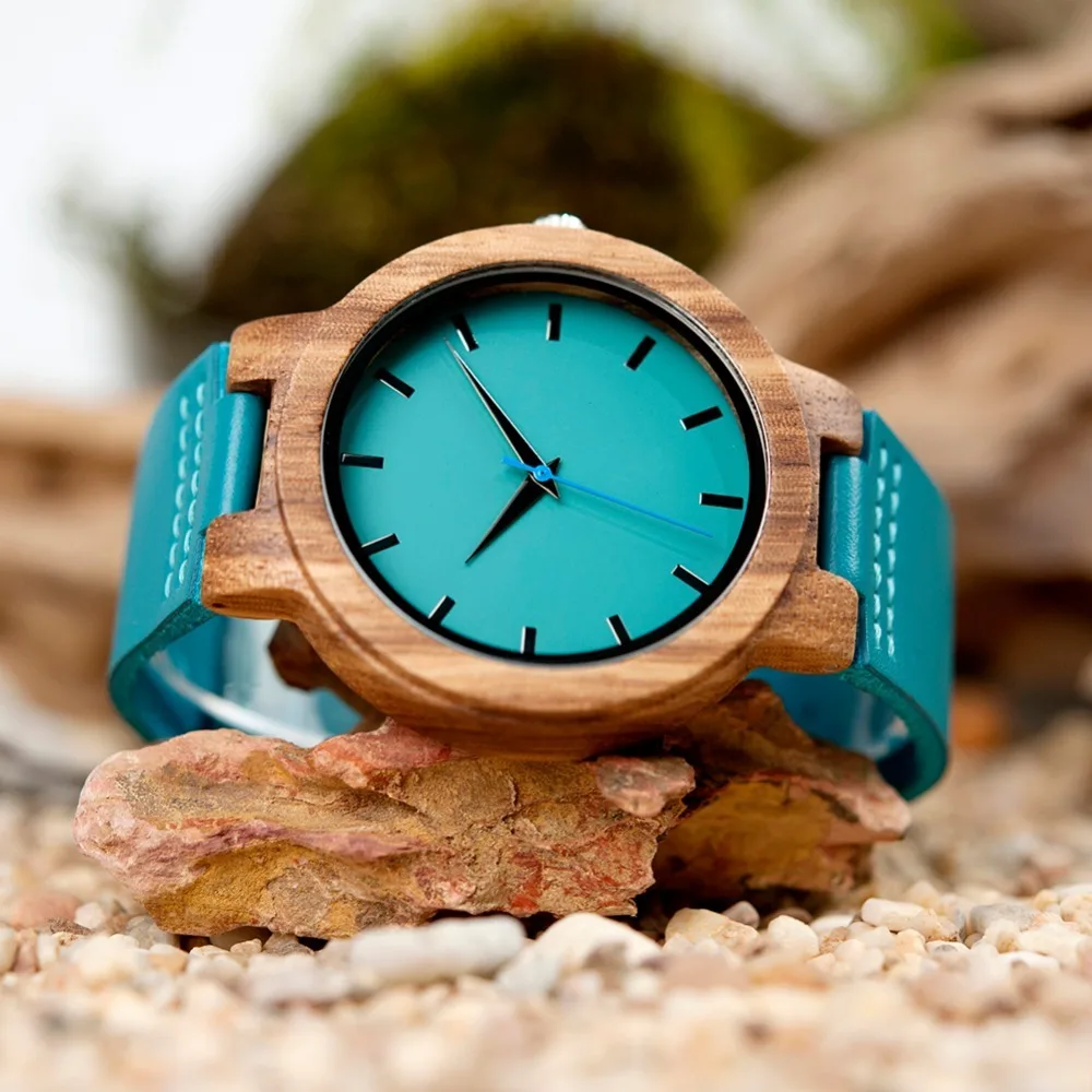 BOBO BIRD Top Brand Wrist Watches Men and Women Zebra Wood Blue Dial Fashion Trend Design Quartz Bamboo Wood Casual Watch