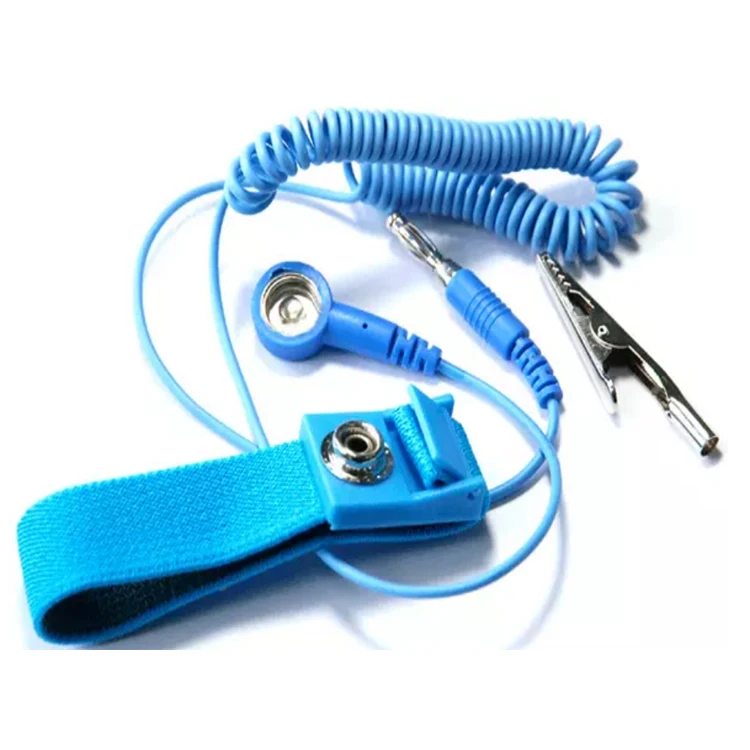 Durable Blue Color Fabric Conductive Band Adjustable Elastic Static Control ESD Wrist Strap