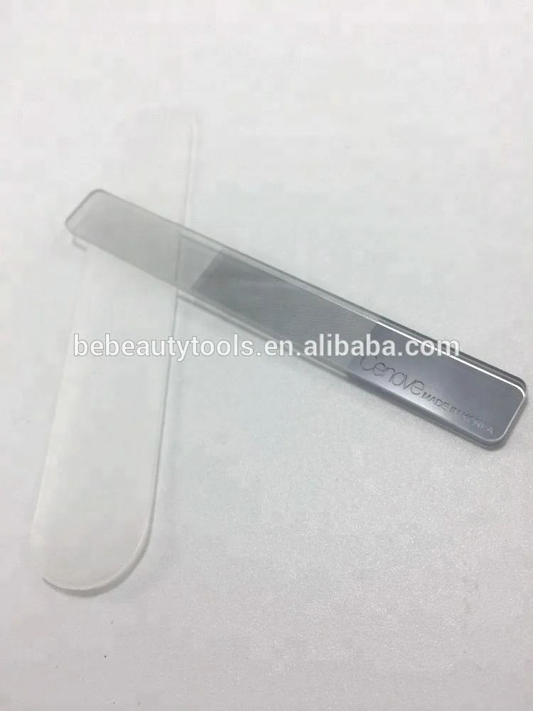 Tempered glass nail files buffer shiner, nano crystal manicure nail shiner with mirror, beauty nail polished files in PVC case