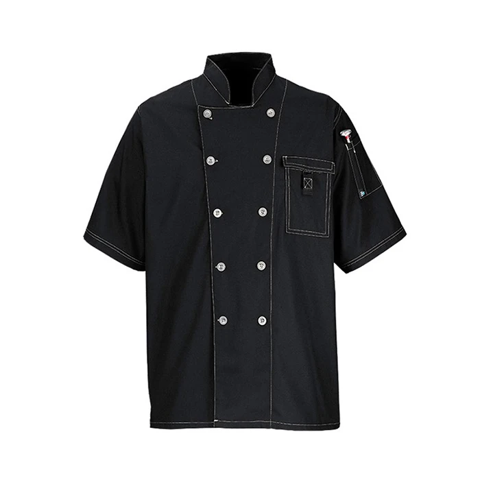 
Latest design short sleeve hotel restaurant uniform wholesale fashion unisex functional chef jacket cooking uniform 