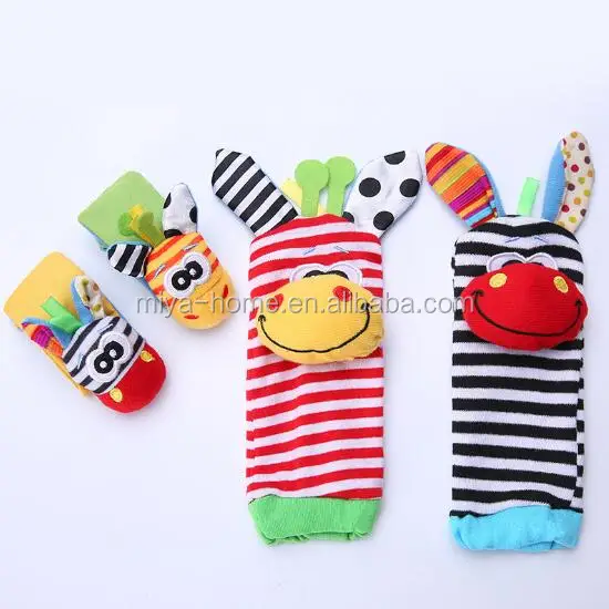 Лидер продаж носки для младенцев малышей детей погремушки игрушки на запястье и ног подарок новорожденных мягкая игрушка