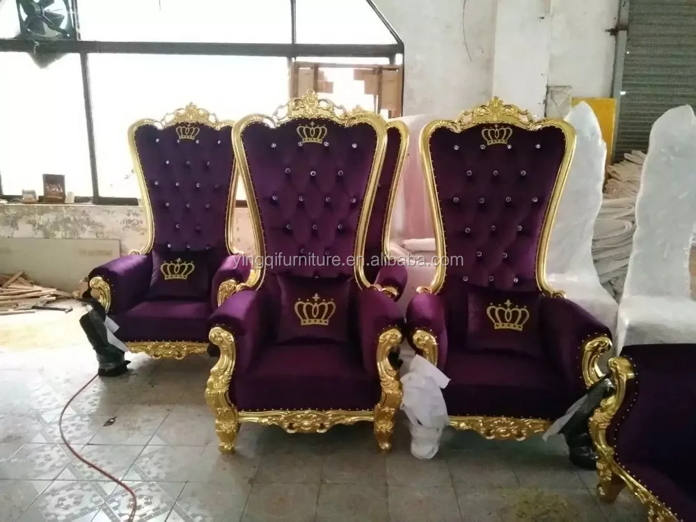 Wooden High Back King Throne Wedding Chairs for Sale