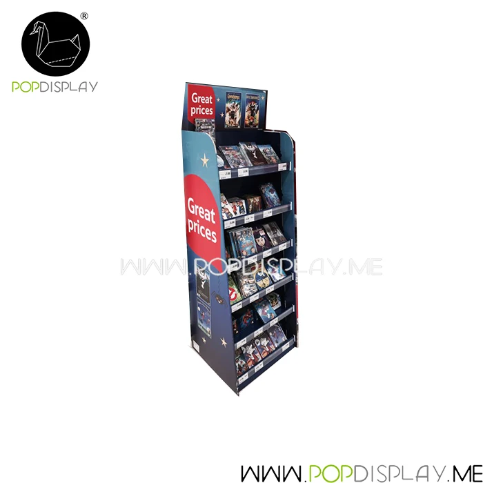 2024 HOT New Recycled Retail Player Floor Stand Cardboard Pocket Display For Dvd