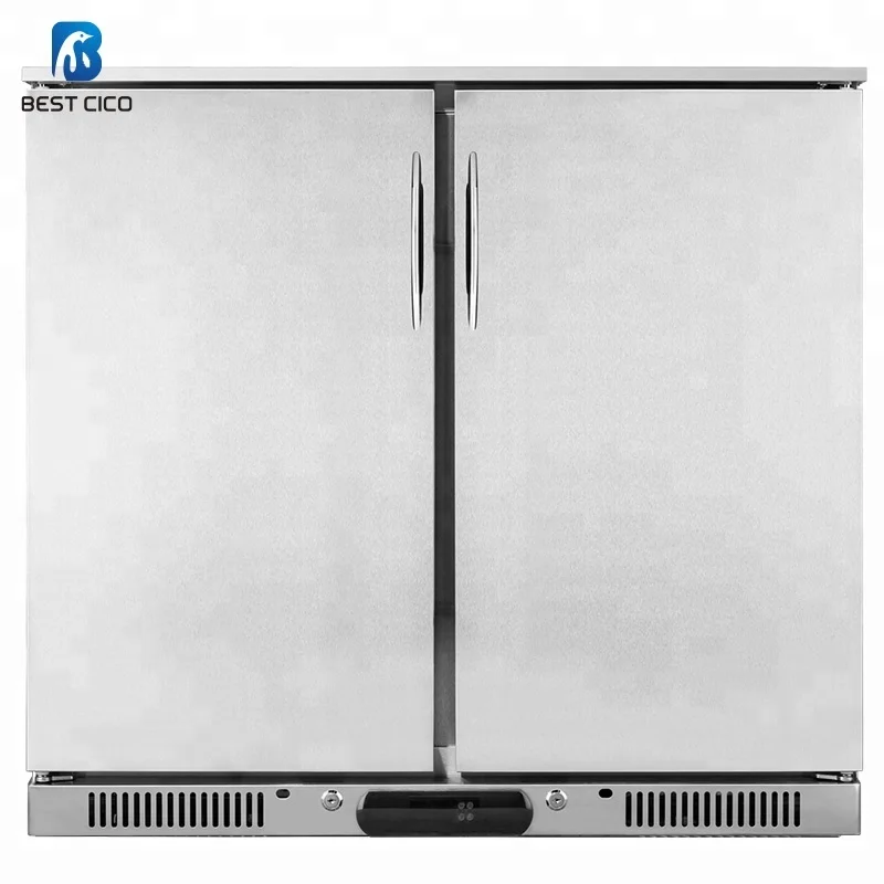 Stainless steel salad preparation bar commercial chiller fridge , 2 door soft drink beverage beer can bottle chiller BC-208FS