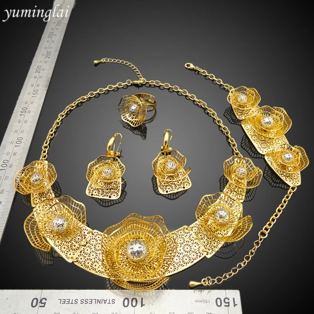 African wedding jewellery designed bridal jewelry set 24k gold dubai