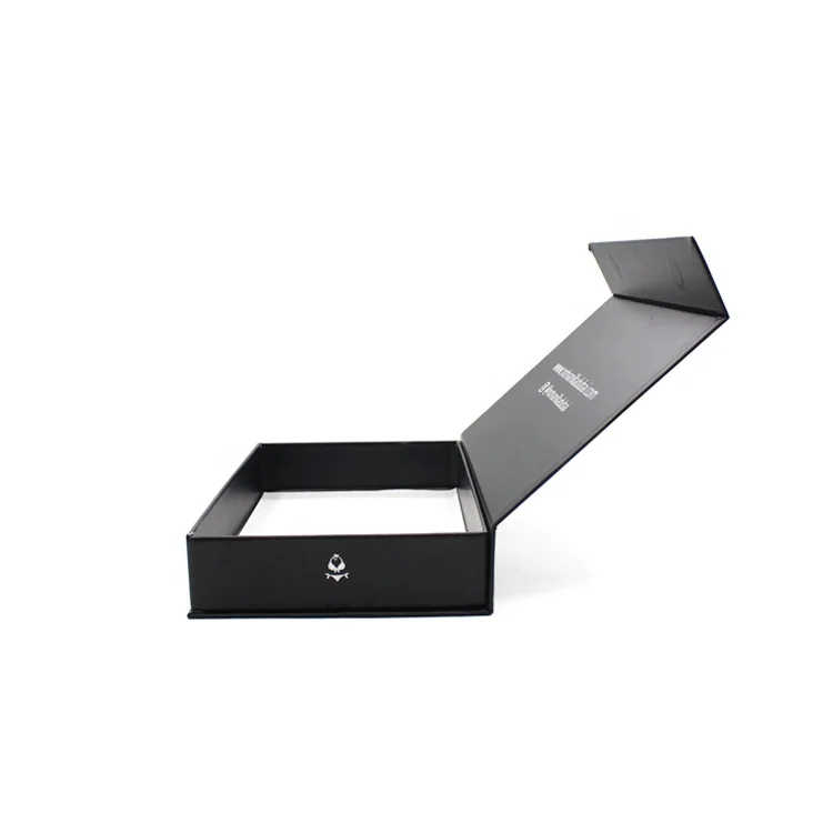 Customized logo cardboard black magnetic gift box with magnet closure Guangzhou Manufacturer