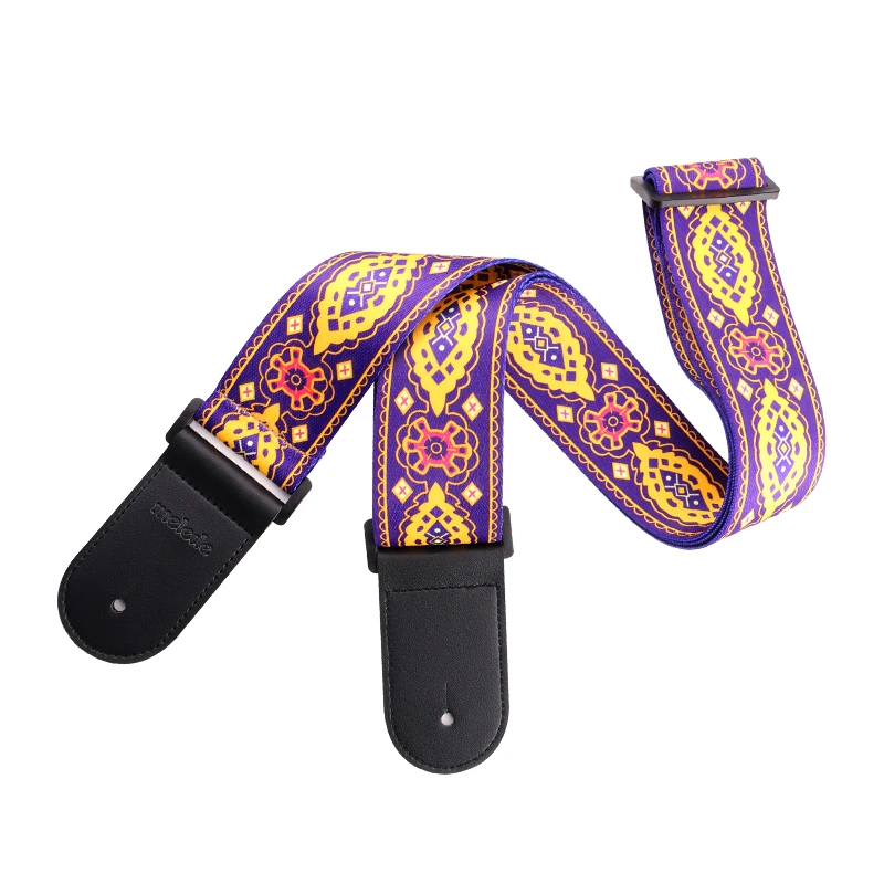 Wholesale Factory Direct  Fluorescent Custom Colorful Sublimation Printed Polyester  Rock Guitar Strap