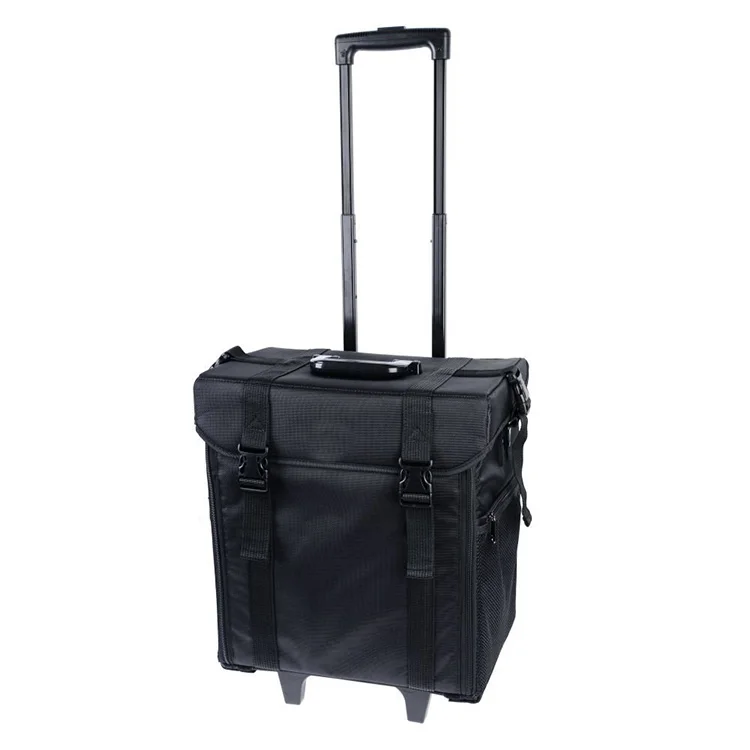 Professional Beauty Salon Box Hairstyle Cosmetic Case 2 in 1 makeup nylon trolley case with Wheels Black