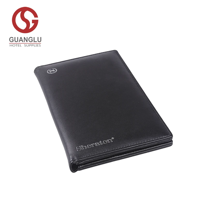 Black PU Leather Hotel Restaurant Bar Menu Cashier Folder