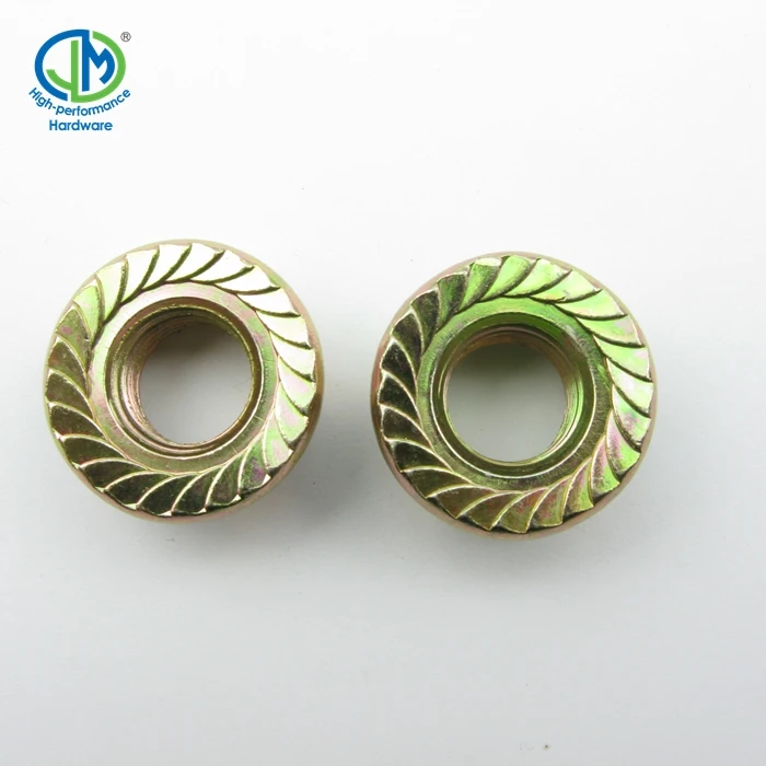 DIN 6923 Hex Flange Nut With Serrated M8 Yellow Zinc Plated