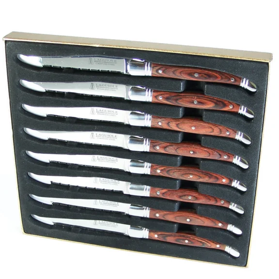 Laugiole steak knife set with PVD gold non-stick table knife set