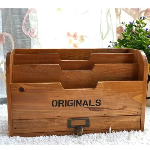 Originals Retro Wooden Stacking Letter Tray/Drawer Organizer/Desktop Mail Box/File Sorter