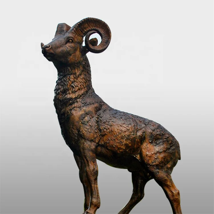 Life size animal bronze antelope sculpture big horn sheep statue for garden
