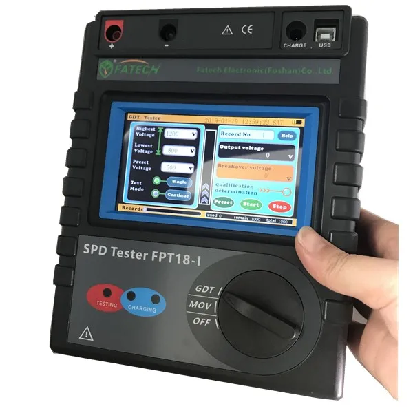 Оборудование для тестирования защиты от освещения, портативный молниеразрядник, стабилизатор напряжения, сенсорный экран пальца, тестер SPD