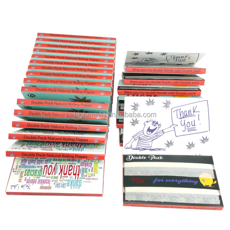 Custom rolling papers double window 100 leaves personalized Natural Organic gum unbleached hemp slow burning