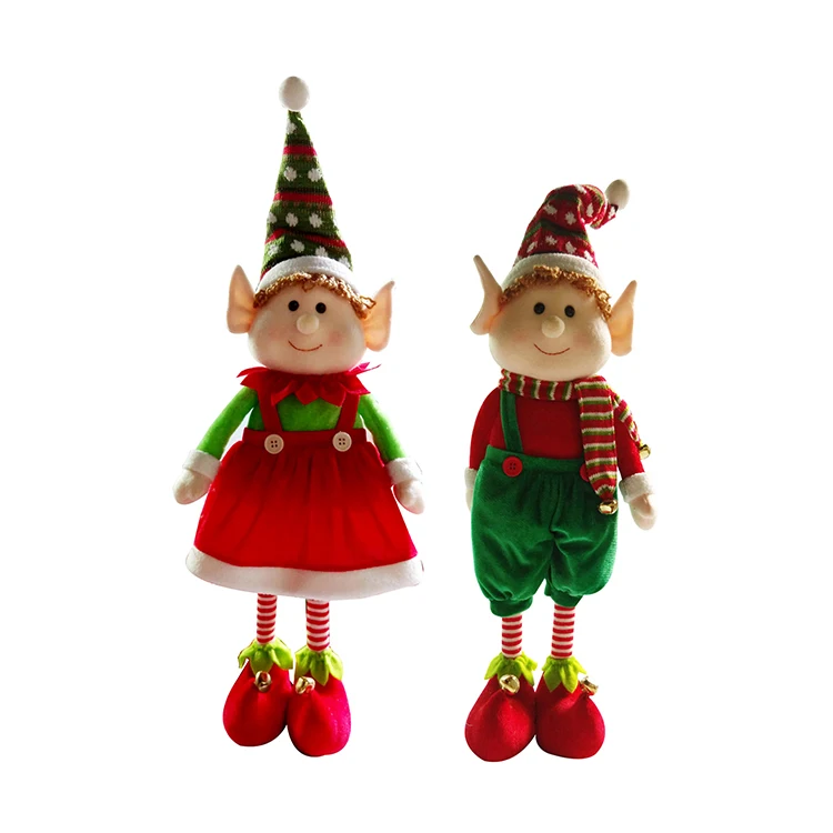 Hot Sell Xmas Decorations Elves Set Plush Christmas Elf Figure Toy
