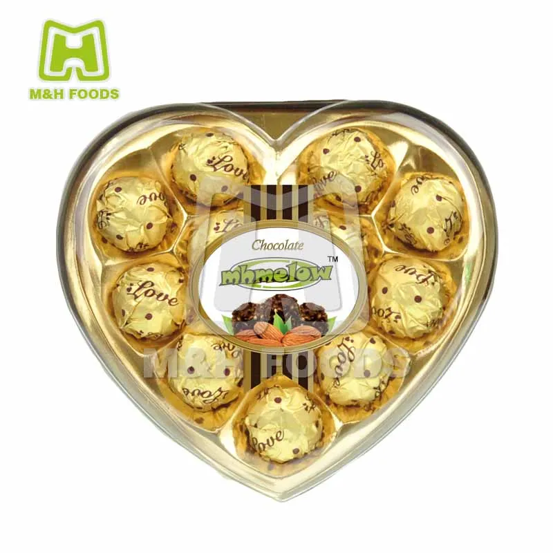 Delicious 12 Pcs Heart Chocolate Coated Peanut Candy