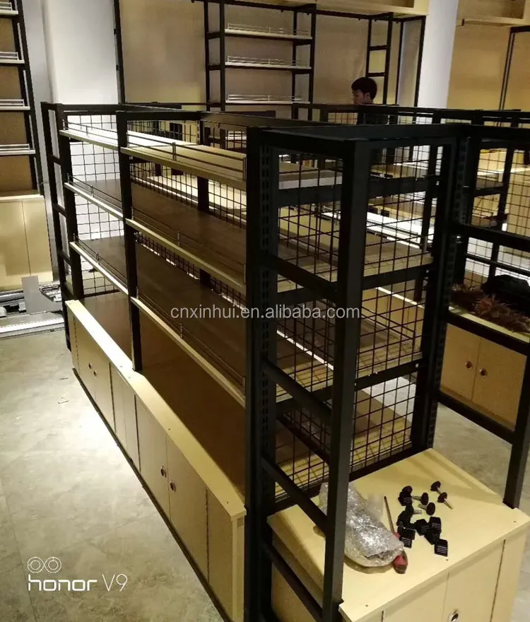 Supermarket wood gondola shelving,retail shop design gondola shelf,customized gondola rack