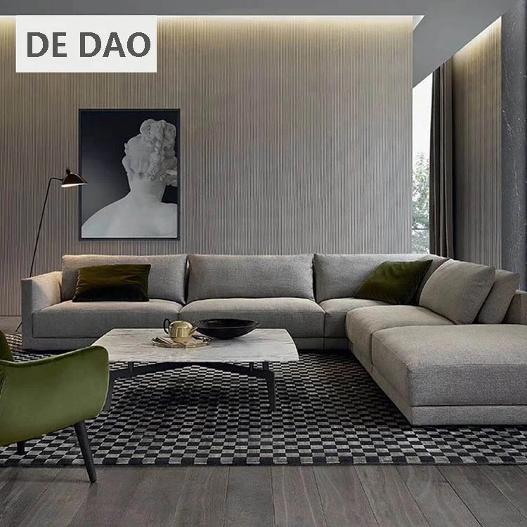Italy design Sectional Combination of Simple Nordic L Shape Sofa Fabric latest 7 Seater Sofa Set for big living room furniture