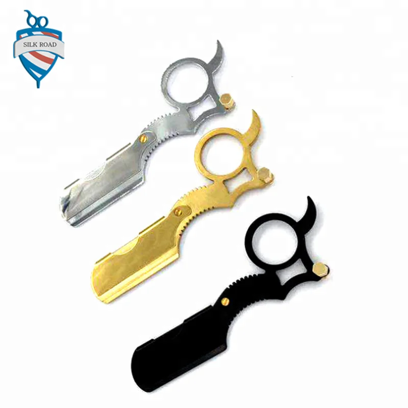 New professional double finger straight shaving razor with ring