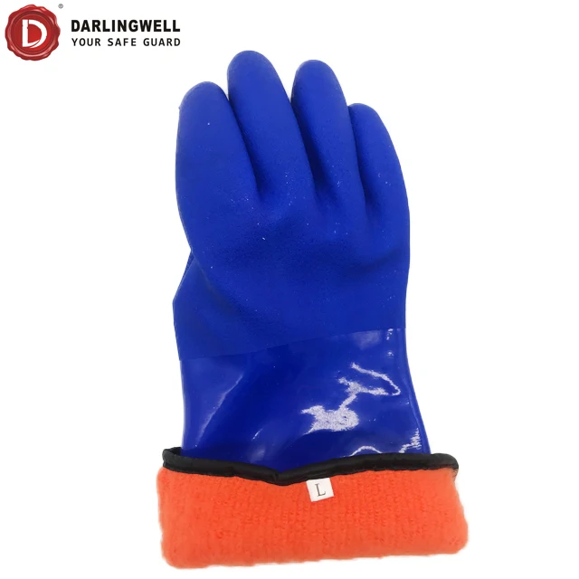 Darlingwell brand hot sale PVC soft oil proof Chemical-Resistant Gloves EN374 cold proof pvc work safety gloves China