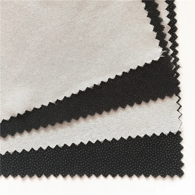 
water jet loom 75D fusible double dot coating hot melt glue interlock white interlining for man business suit and fashion suit 