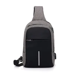 Water Resistant Reflective Straw Crossbody Bag Anti-theft Shoulder Chest Bag With USB Charger Port
