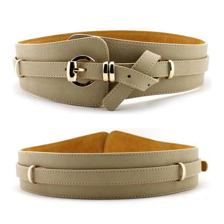Elegant lady genuine leather wide waist belt wholesale fashion custom waistband for women