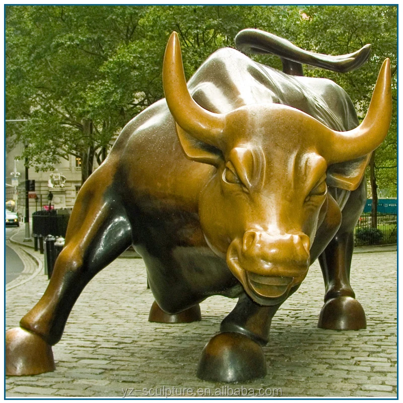 Большая латунная статуя животного в натуральную величину, бронзовая настенная уличная статуя быка, уличный Декор