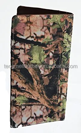 men brown mossy oak Texas star concho studded bifold long western camo wallet