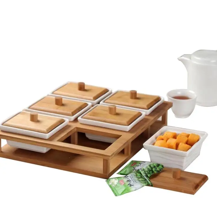
Ceramic Fruit Lattice Plate Tray Storage Box 6 Grids 