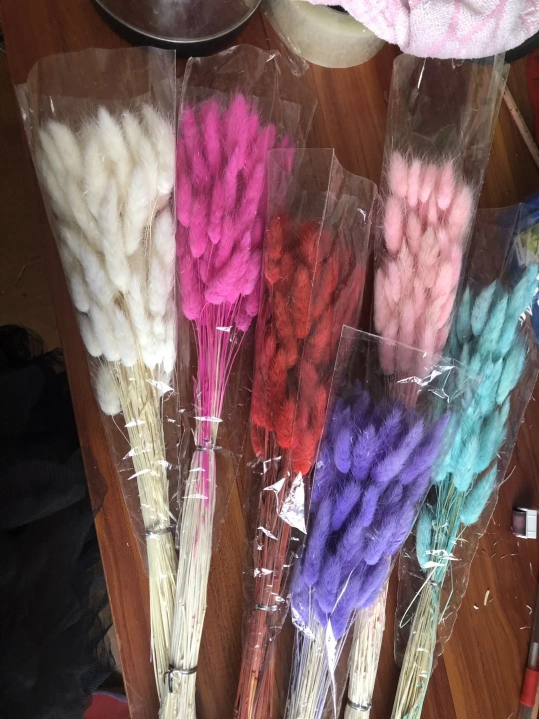 Dried flower bouquet colorful preserved lagurus flower as bridal bouquet